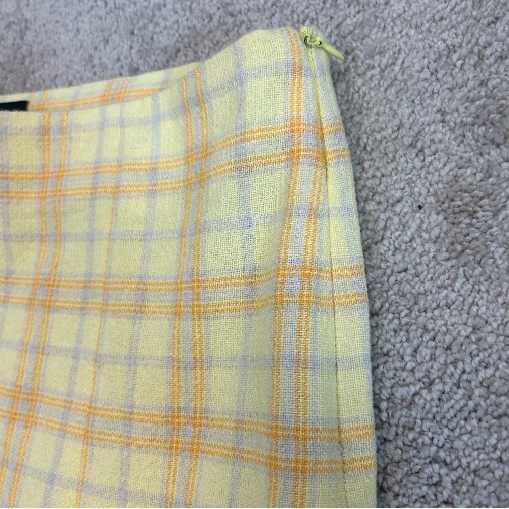 Zara NWT yellow Plaid Midi High Waisted Skirt Front Slit At Hem Sz XS bloggers - Picture 6 of 14